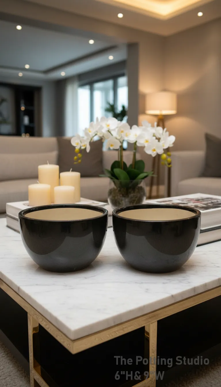 Glossy Black Ceramic Bowls