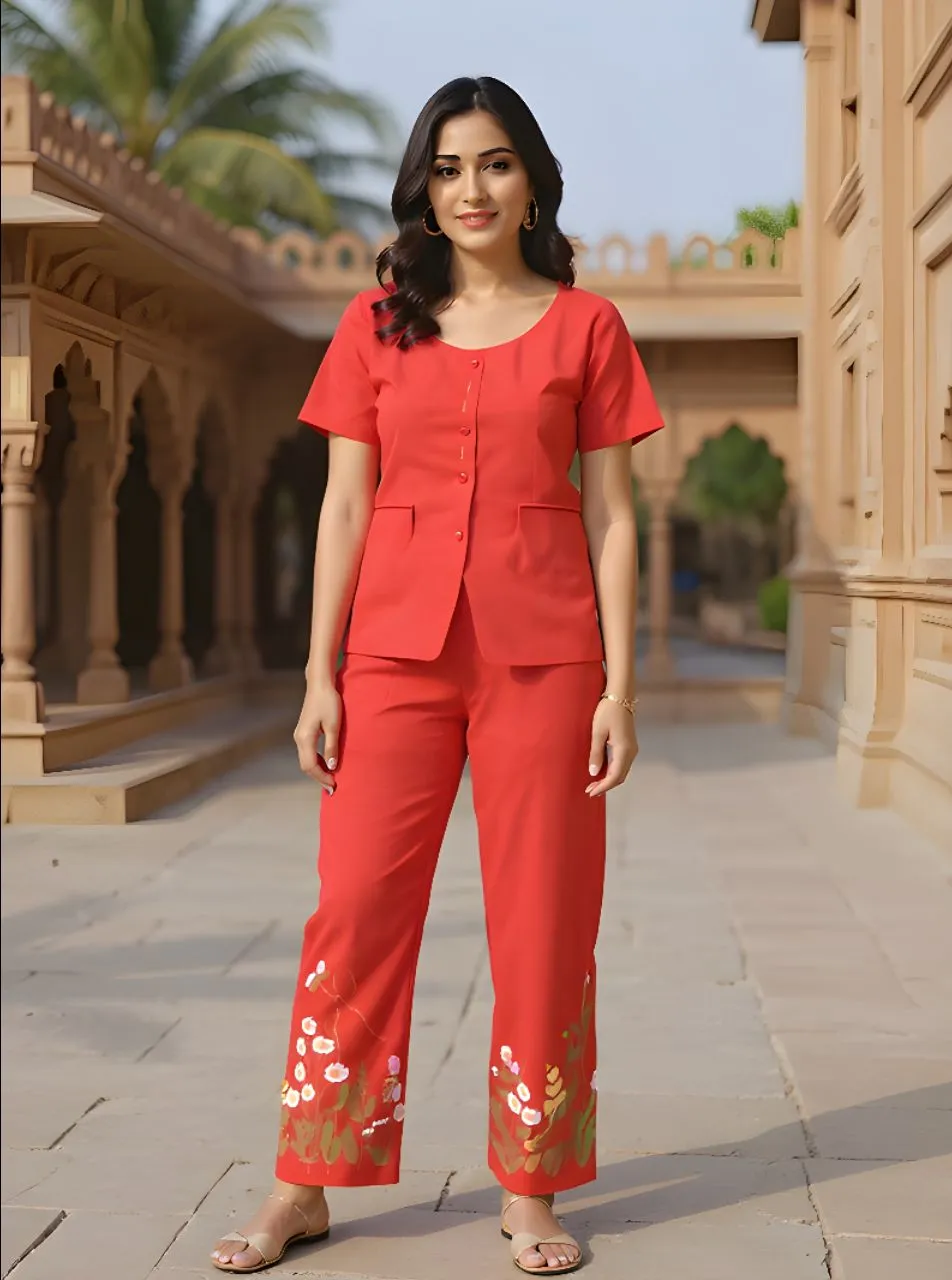 Floral Embroidered Pantsuit