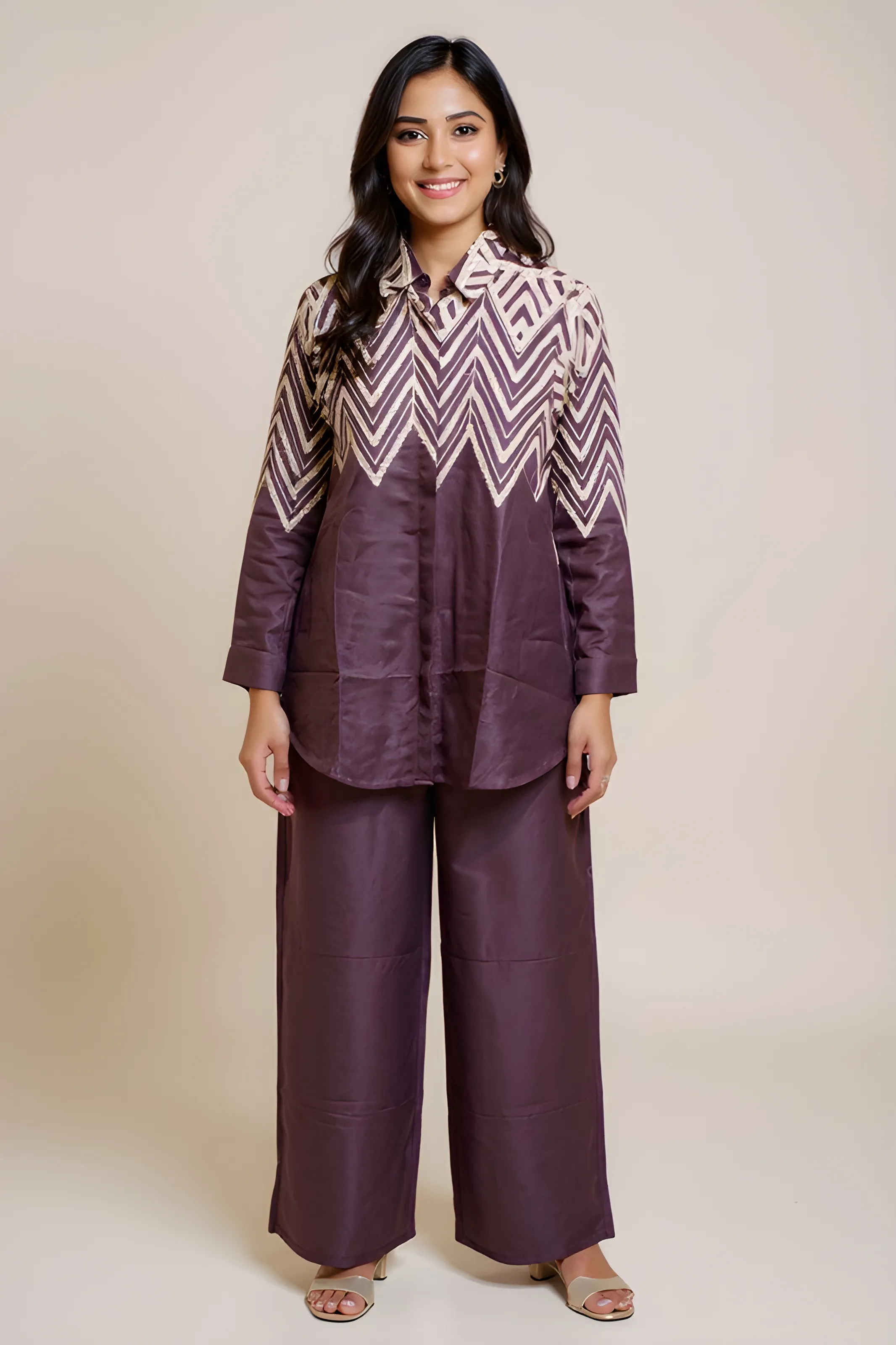 Zigzag Pattern Kurti Set