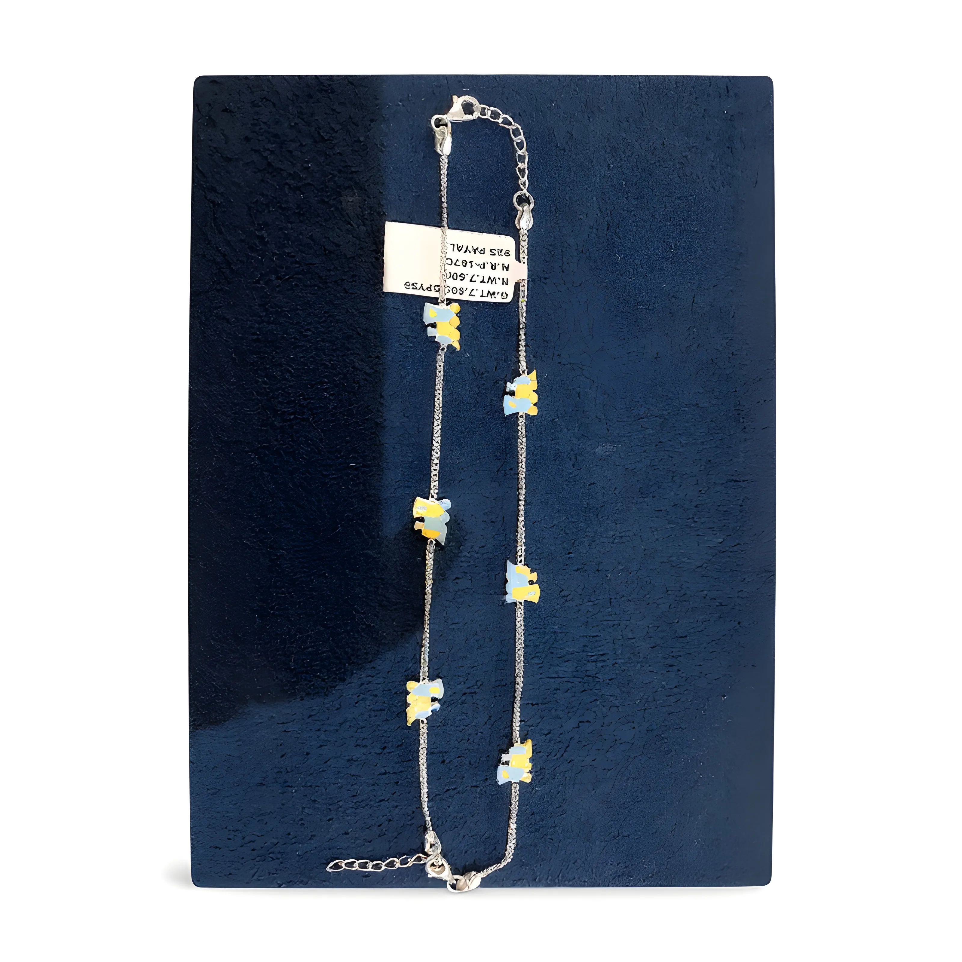 Silver Anklet with Yellow Flowers