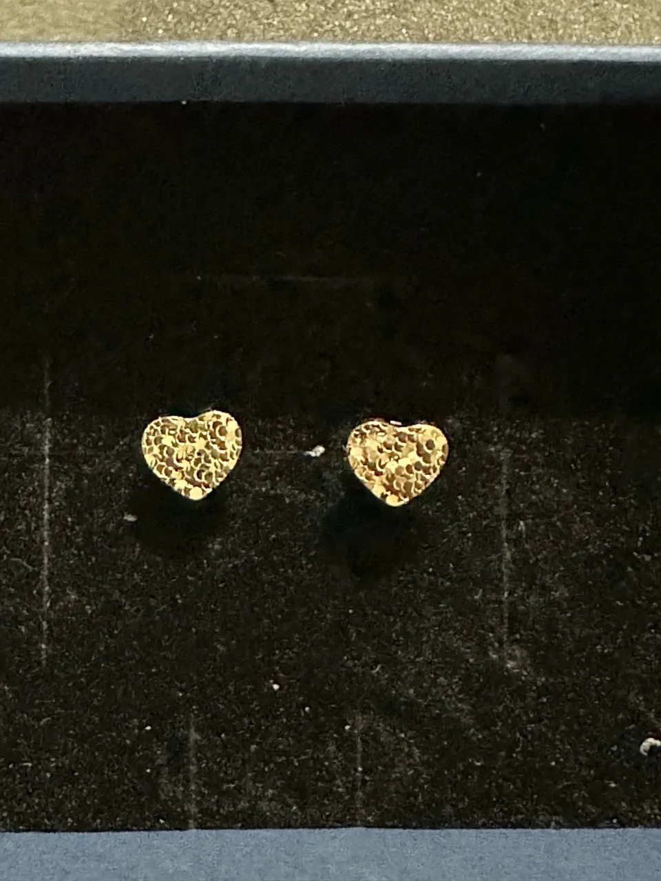 Gold Heart Stud Earrings view 2