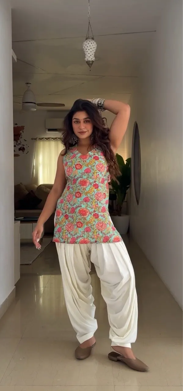 Mint Blue Corset Kurti and Patiyala Set