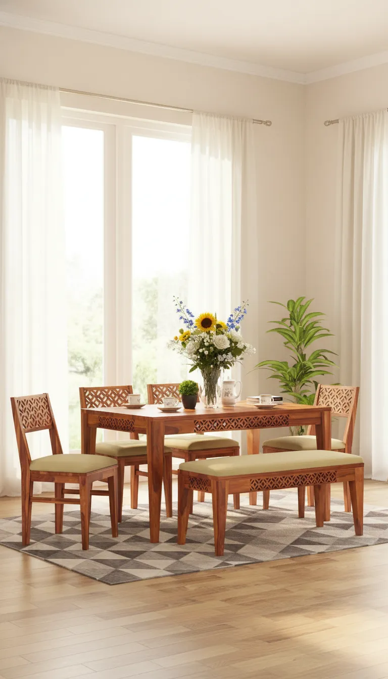 Wooden Street Carved Dining Set