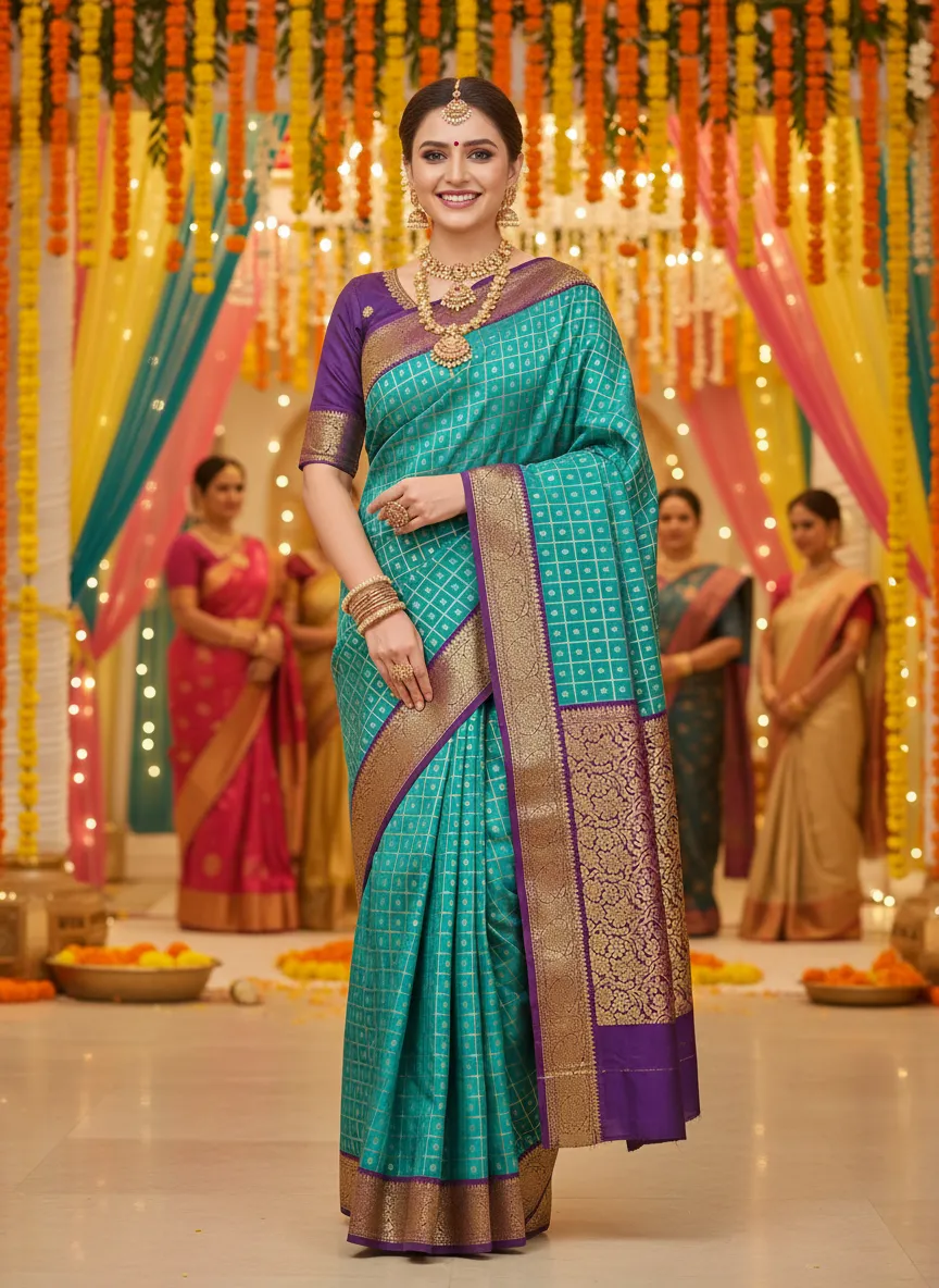 Green and Gold Traditional Sari