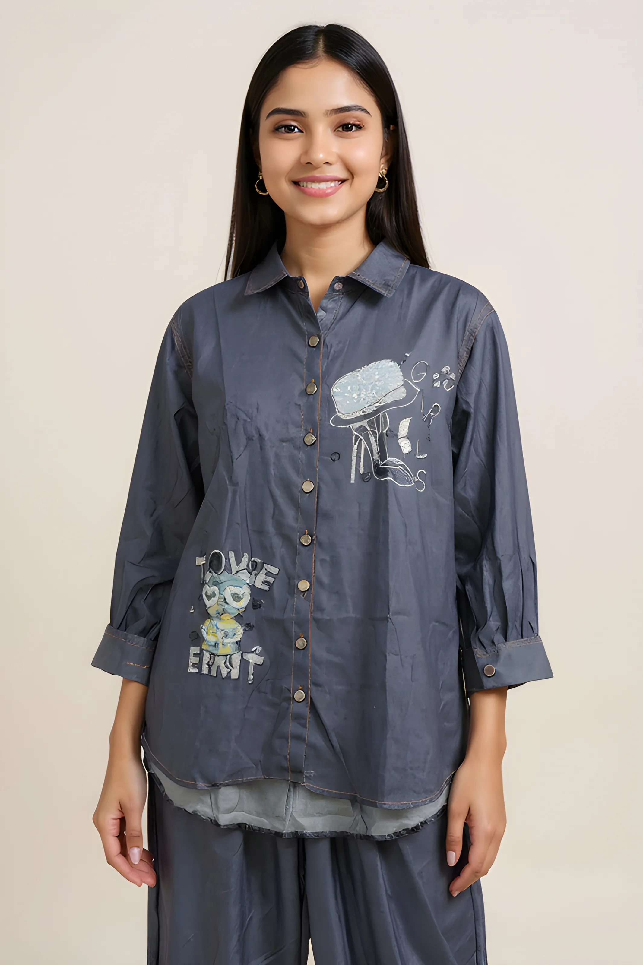 Embroidered Denim Set