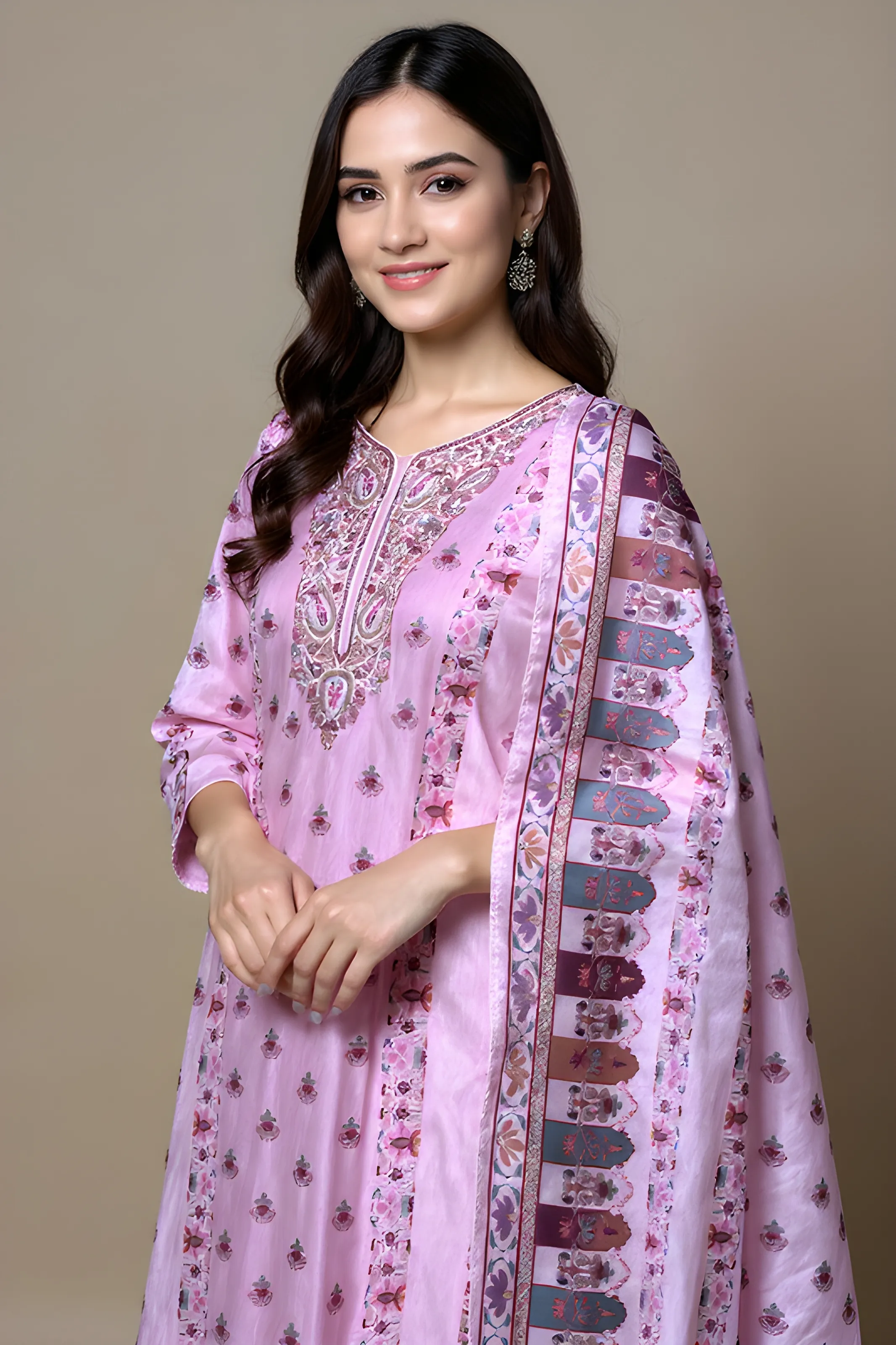 Embroidered Ladies Kurta with Dupatta M-XXL