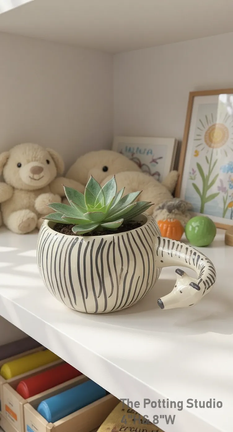Ceramic  Girrafe Planter 4"H& 8"W