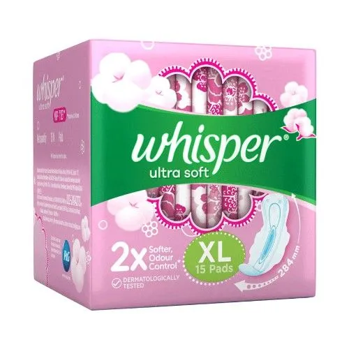 Whisper Ultra Soft Sanitary Pads XL 15 Pieces