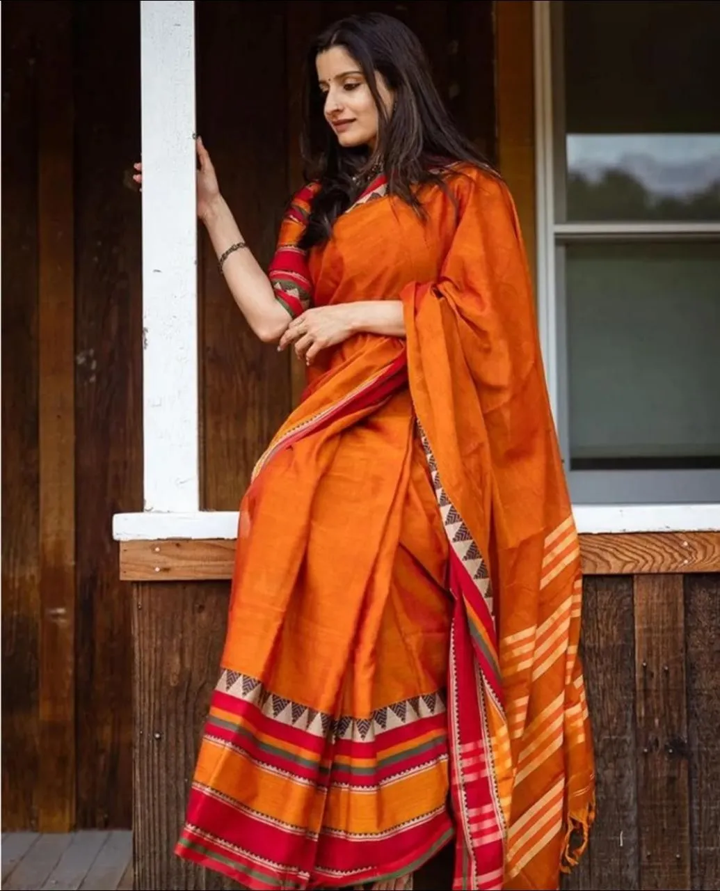 Traditional Orange Saree