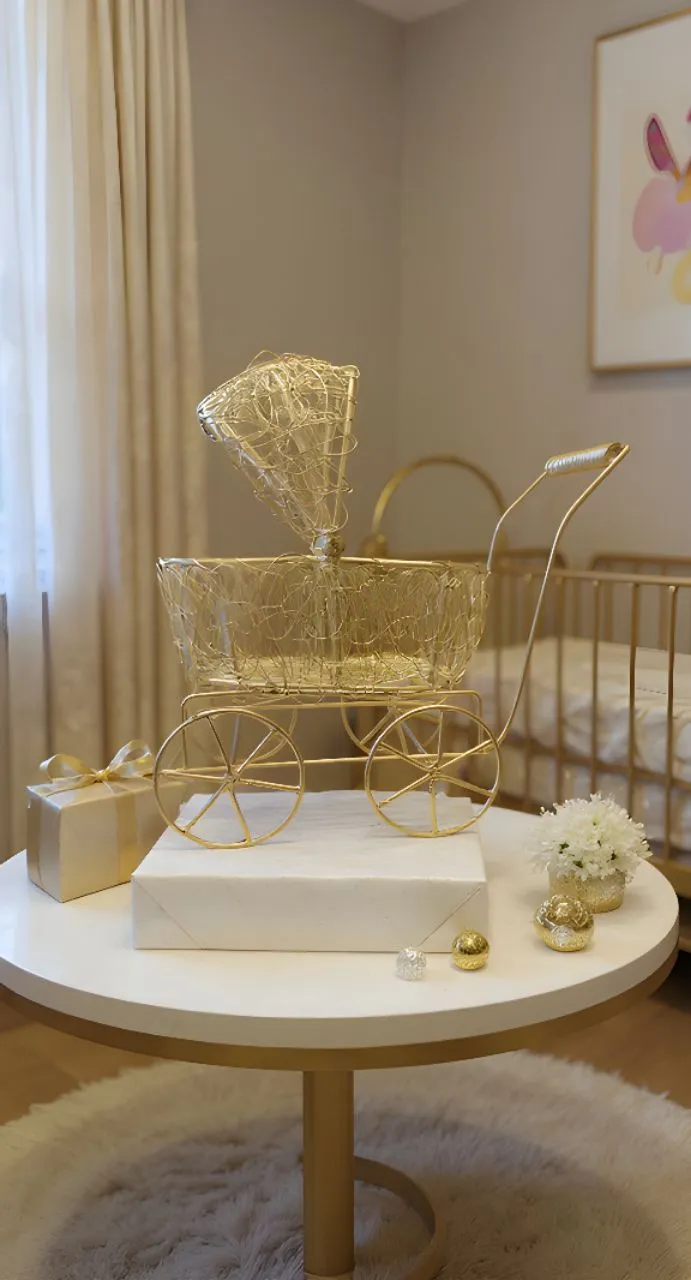 Golden Steel Reusable Basket Bouquet view 2