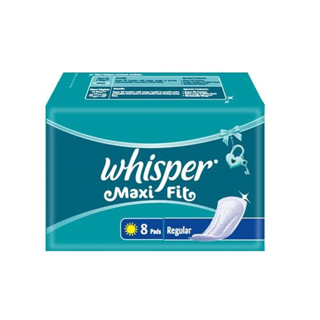 Whisper Sanitary Pads  Maxi Fit Regular 8 Pieces