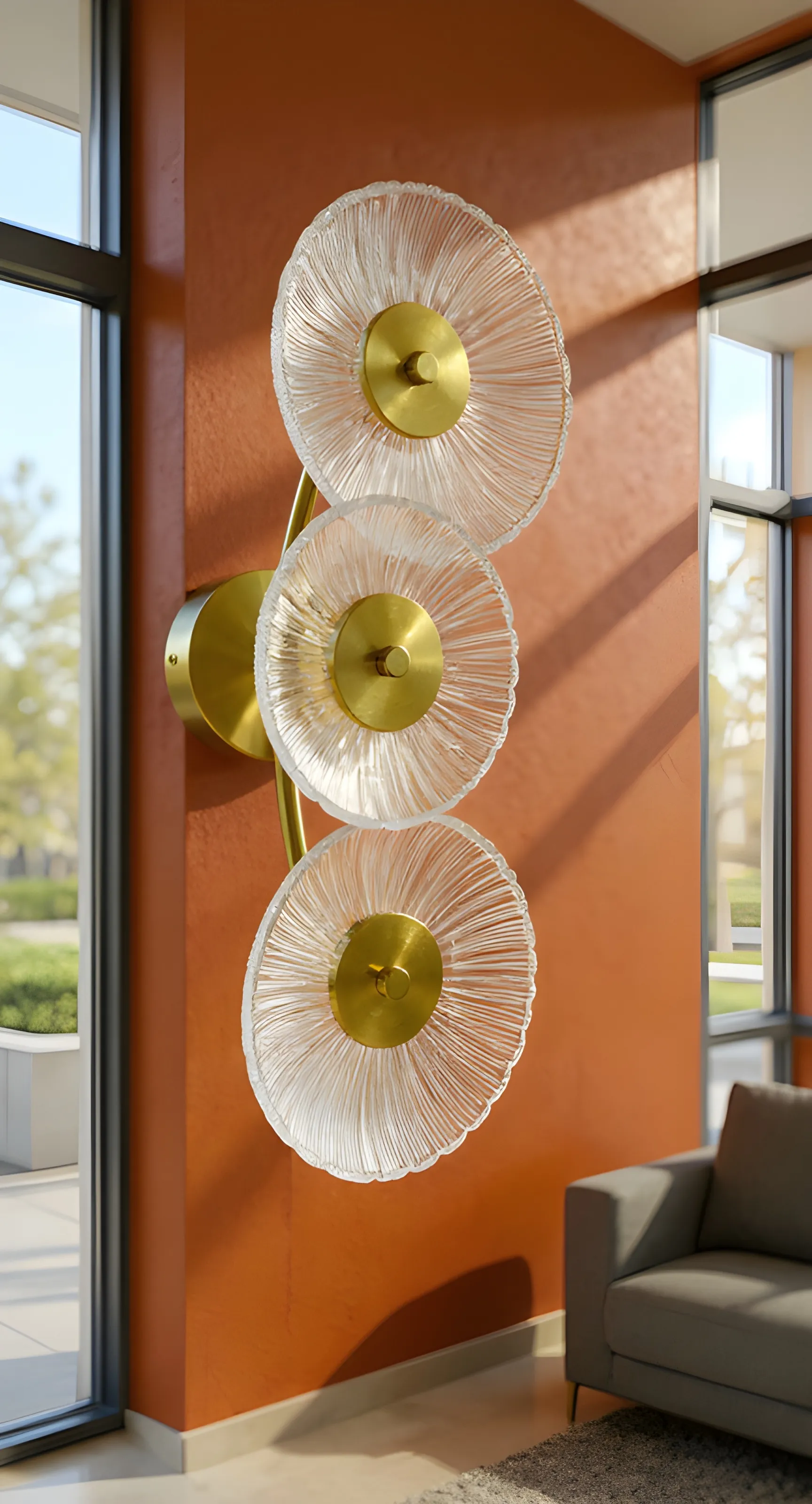 Brass and Glass Wall Light