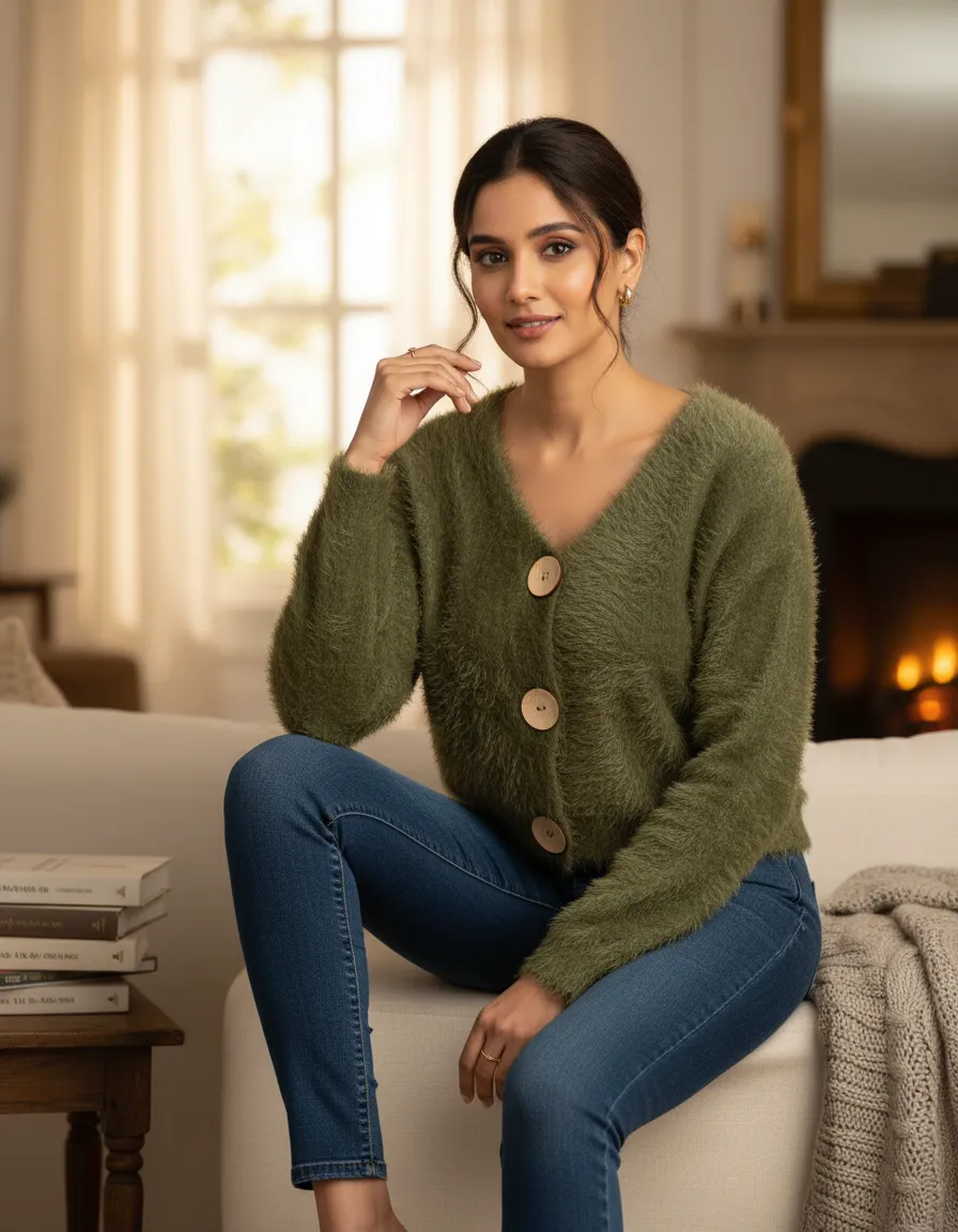 Furry Green Woollen Top
