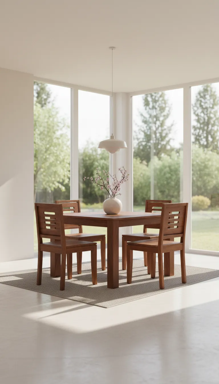Brown Elephant Wooden Dining Table Set