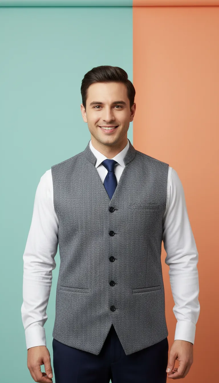 Mens Herringbone Vest