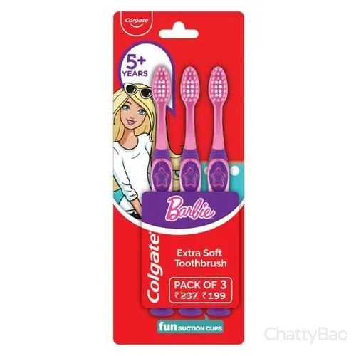 Colgate Extra Soft Toothbrush - For Kids 5+ Years Barbie 3 Pieces
