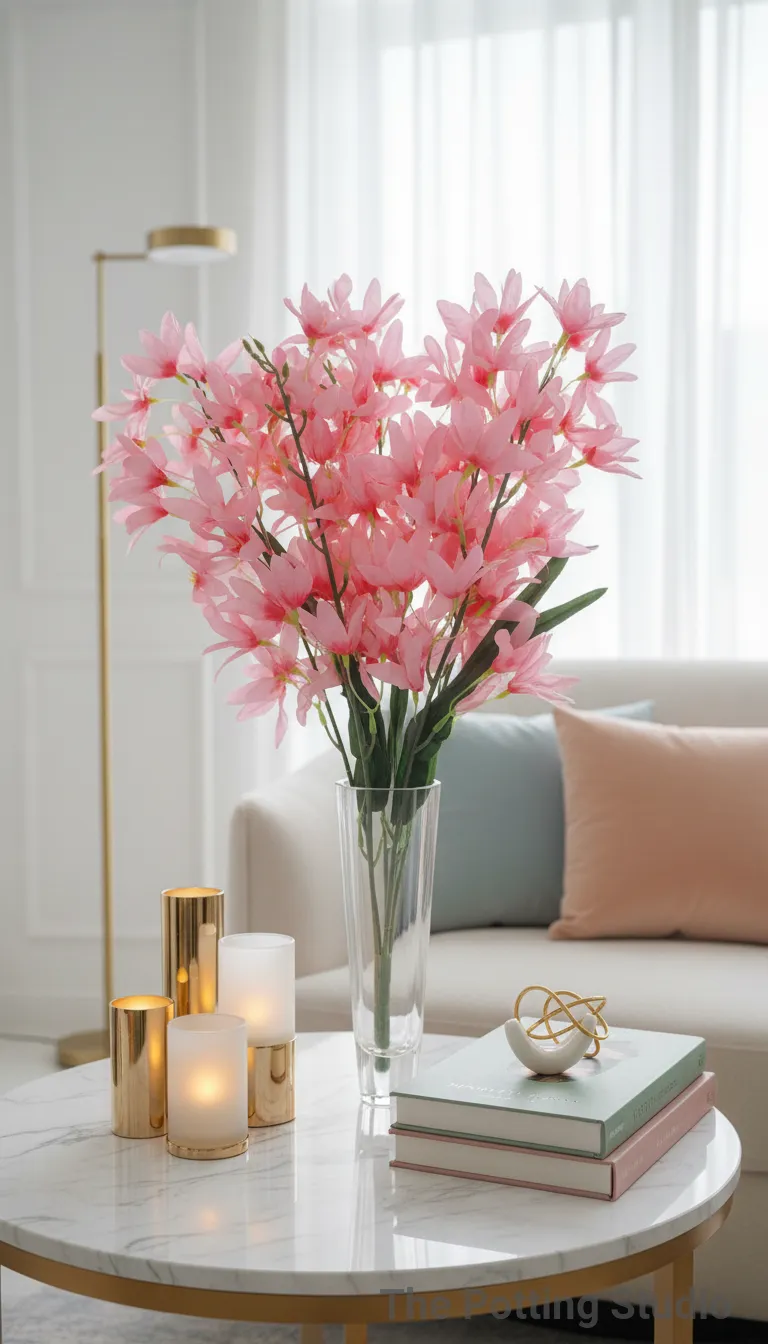 Pink Artificial Flowers Without Vase