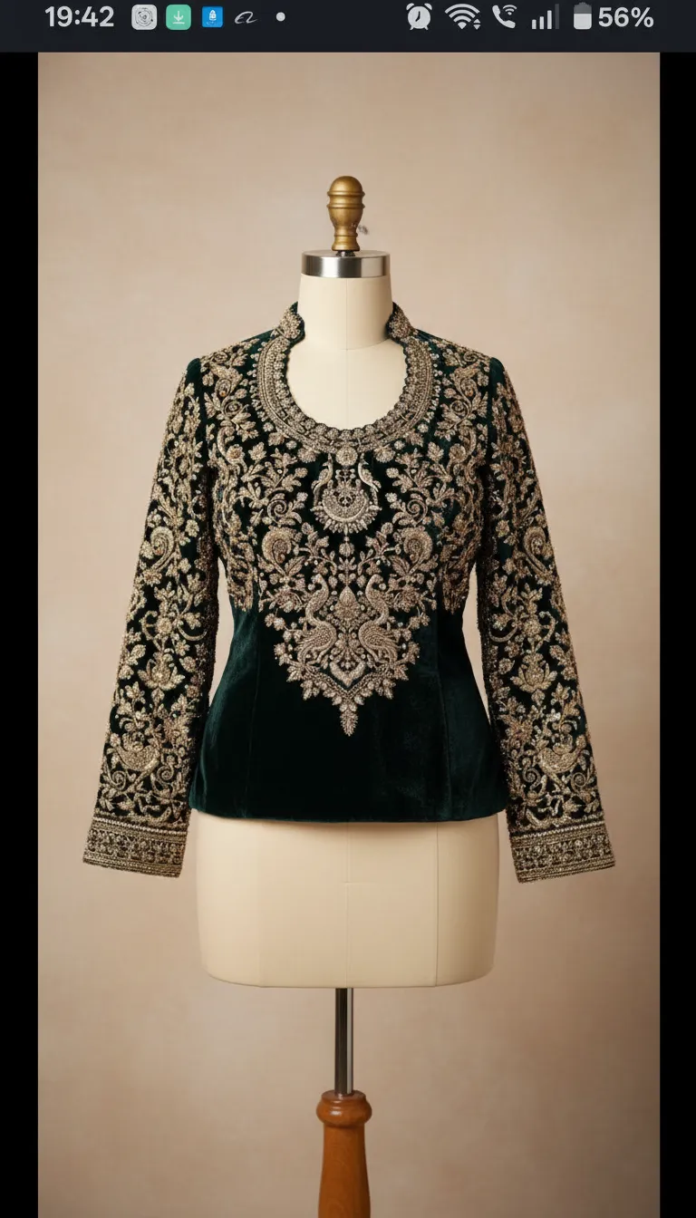 Velvet Embroidered Blouse