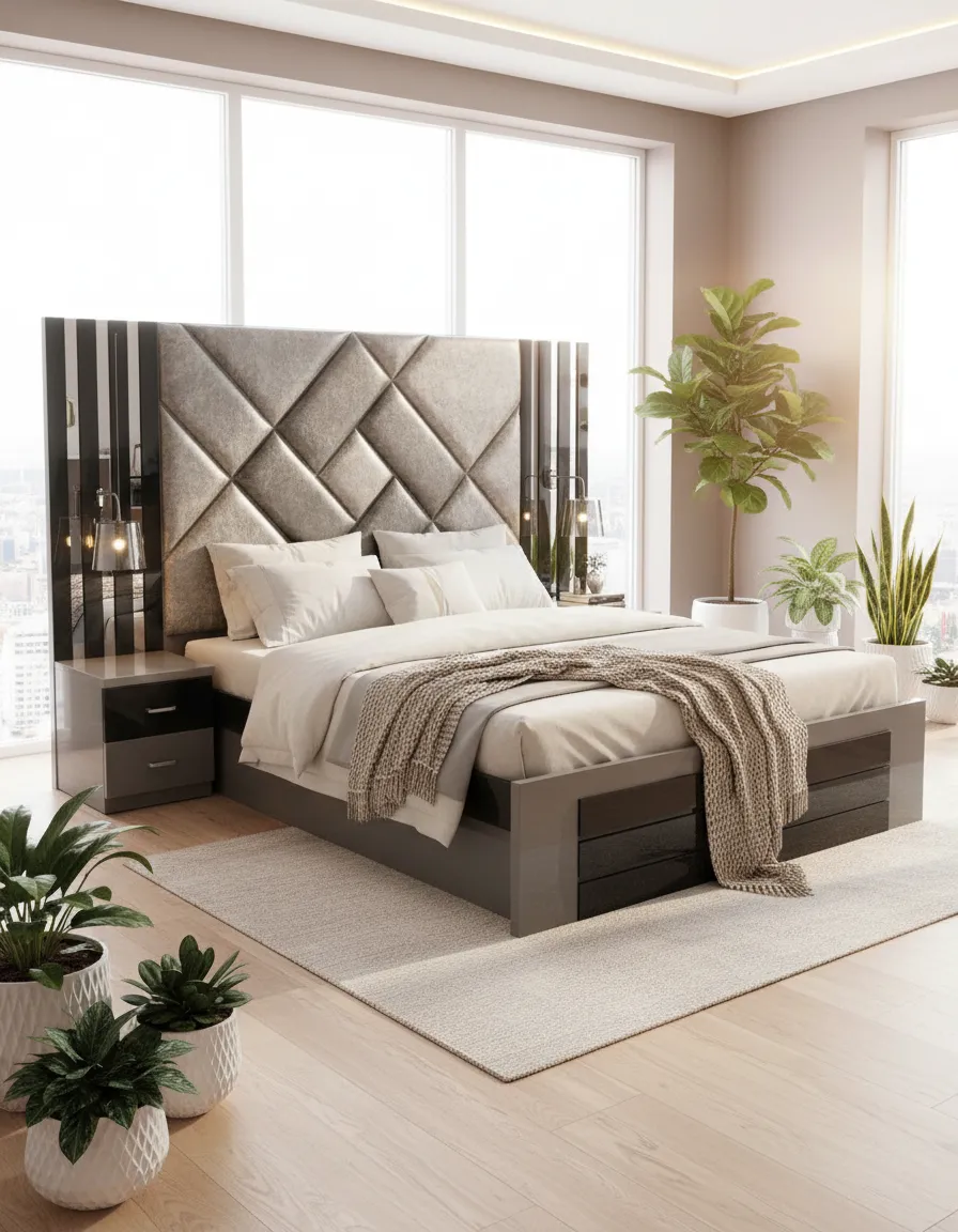 Modern Geometric Bed