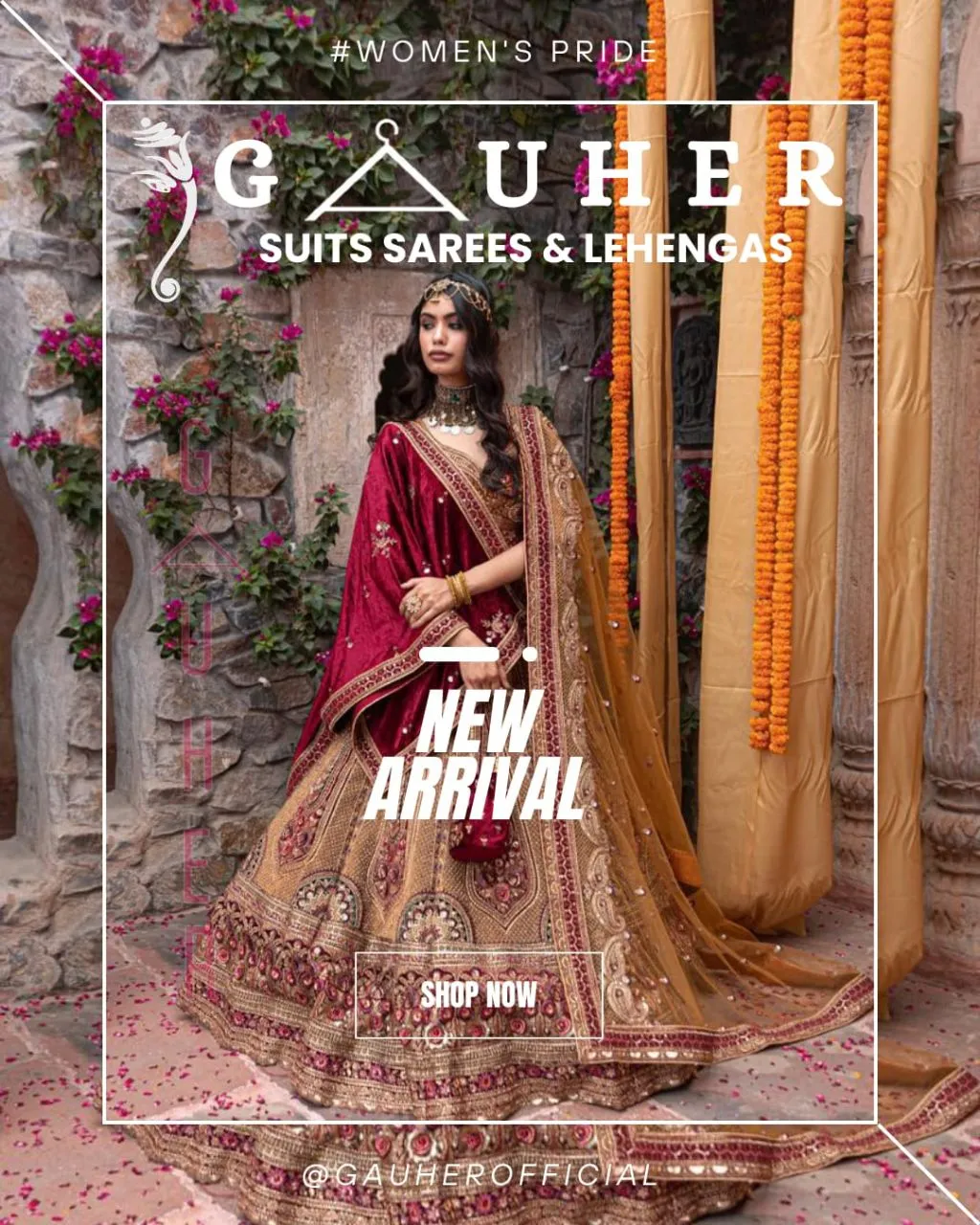 Gauher Maroon Embellished Lehenga