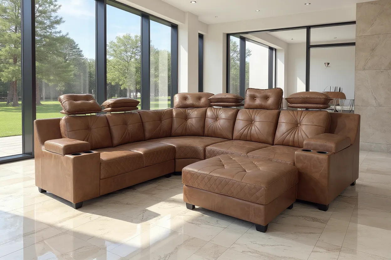Luxury Brown Sectional Sofa