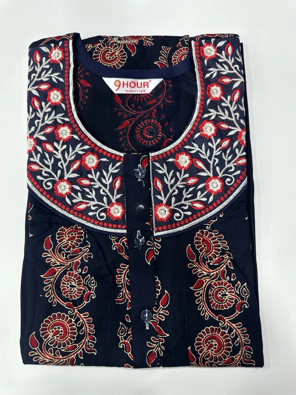 Round Embroidery Gujri Nighty