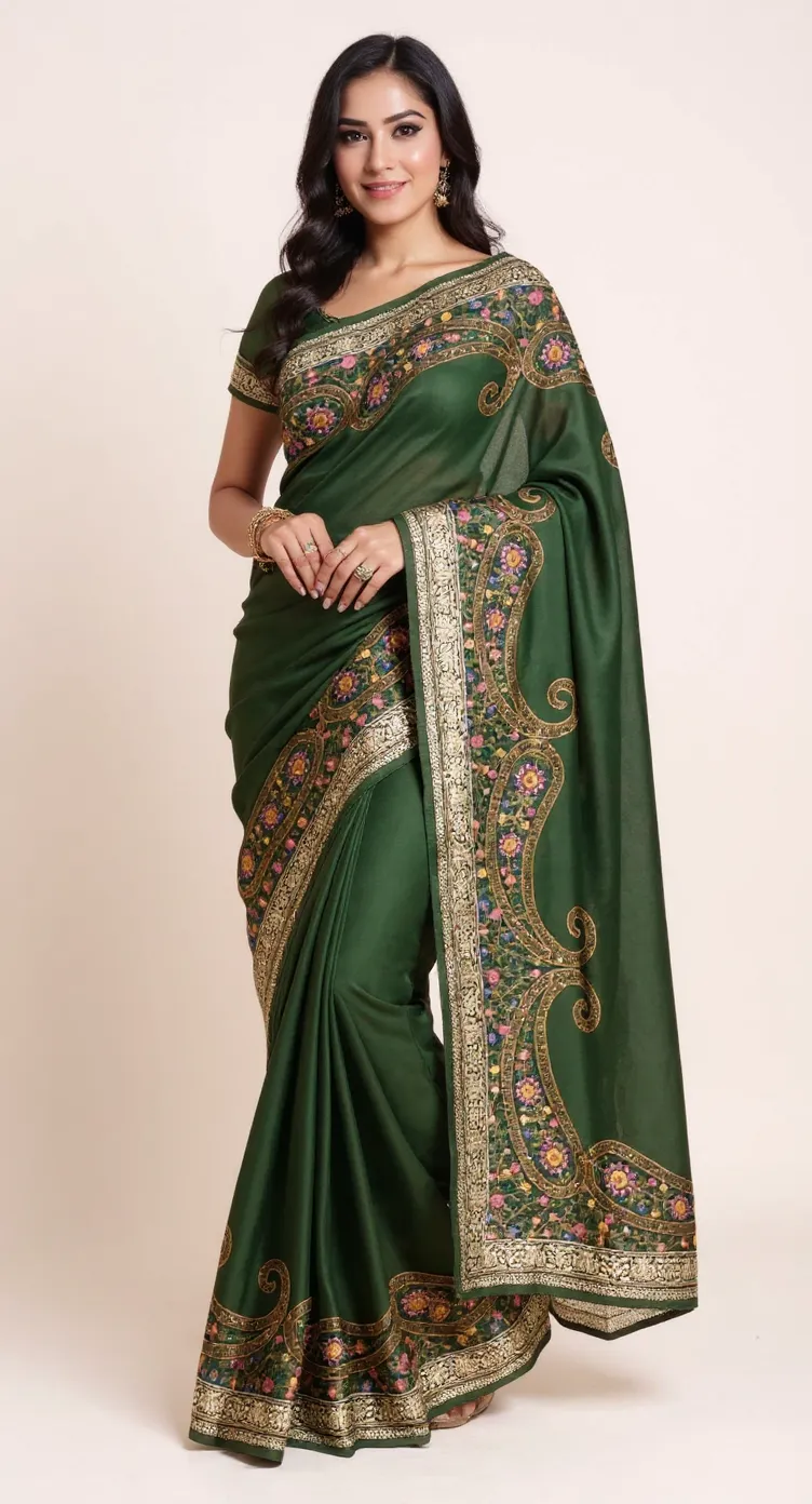 Embroidered Jogi Silk Saree