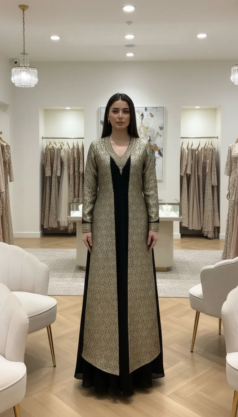 Velvet Gown And Brocade Jacket