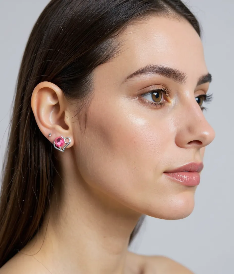 Heart Shaped Gemstone Earrings