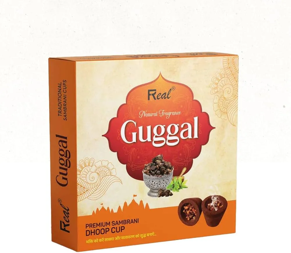 Real Natural Guggal Premium Sambrani Dhoop Cup 12 Cups