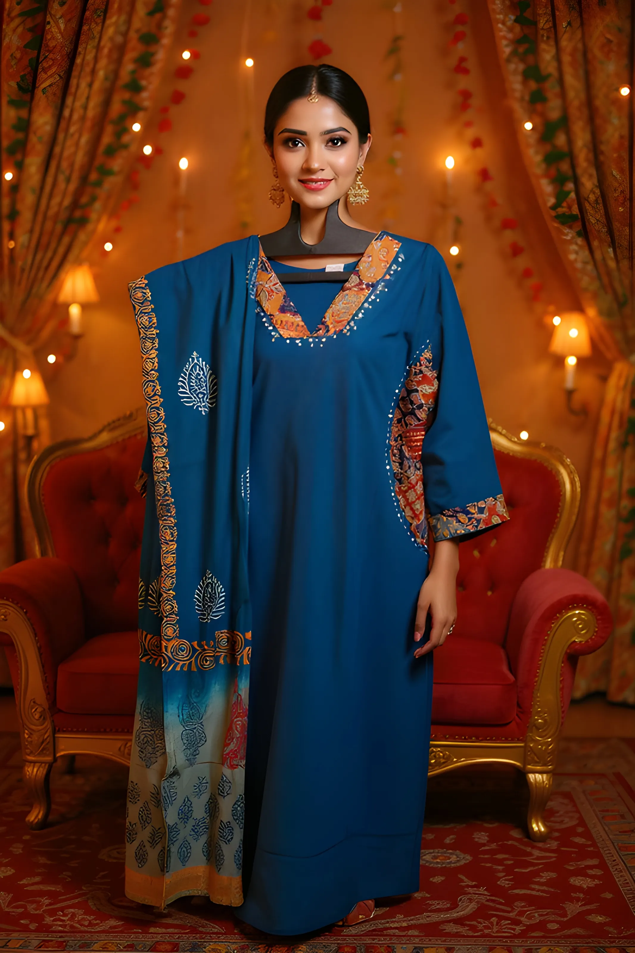 Embroidered Kurti with Dupatta