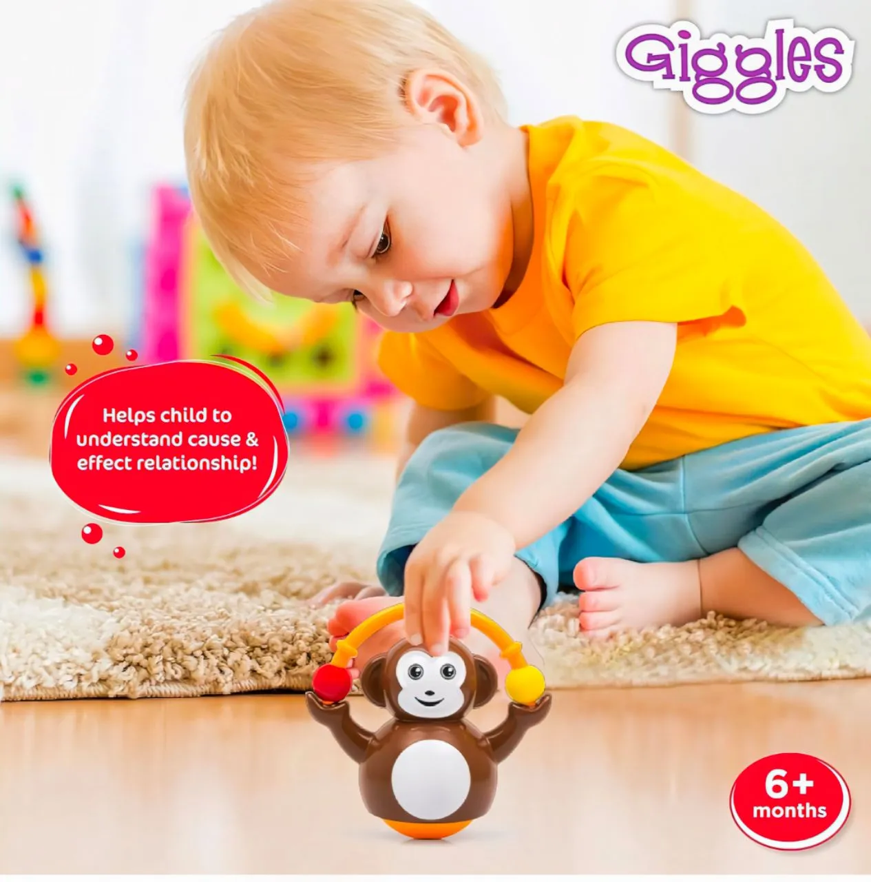 Giggles Push & Crawl Monkey view 3