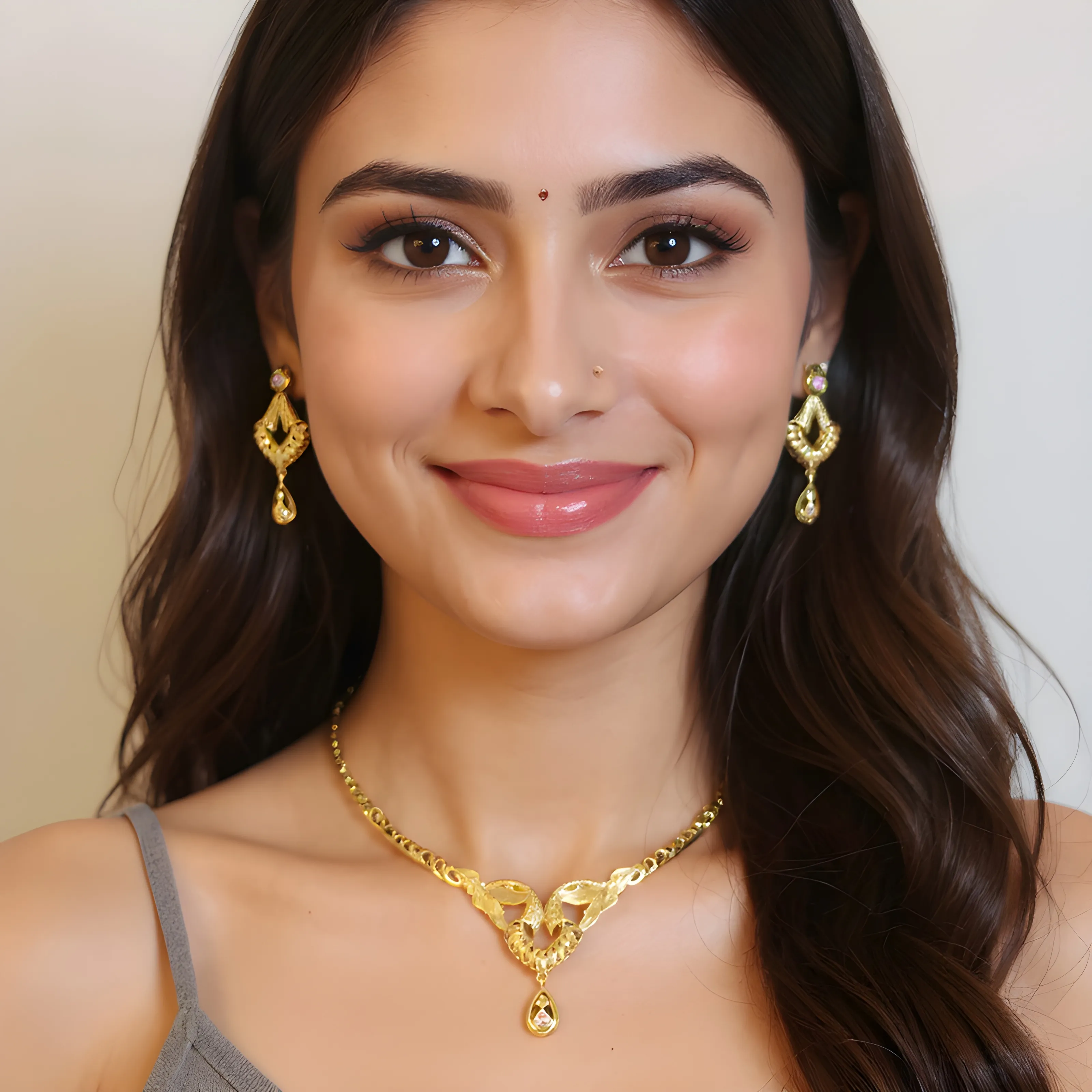 Gold Necklace and Earrings Set