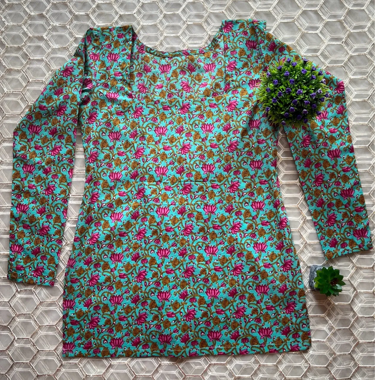 Lotus Corset Kurti - Blue view 3
