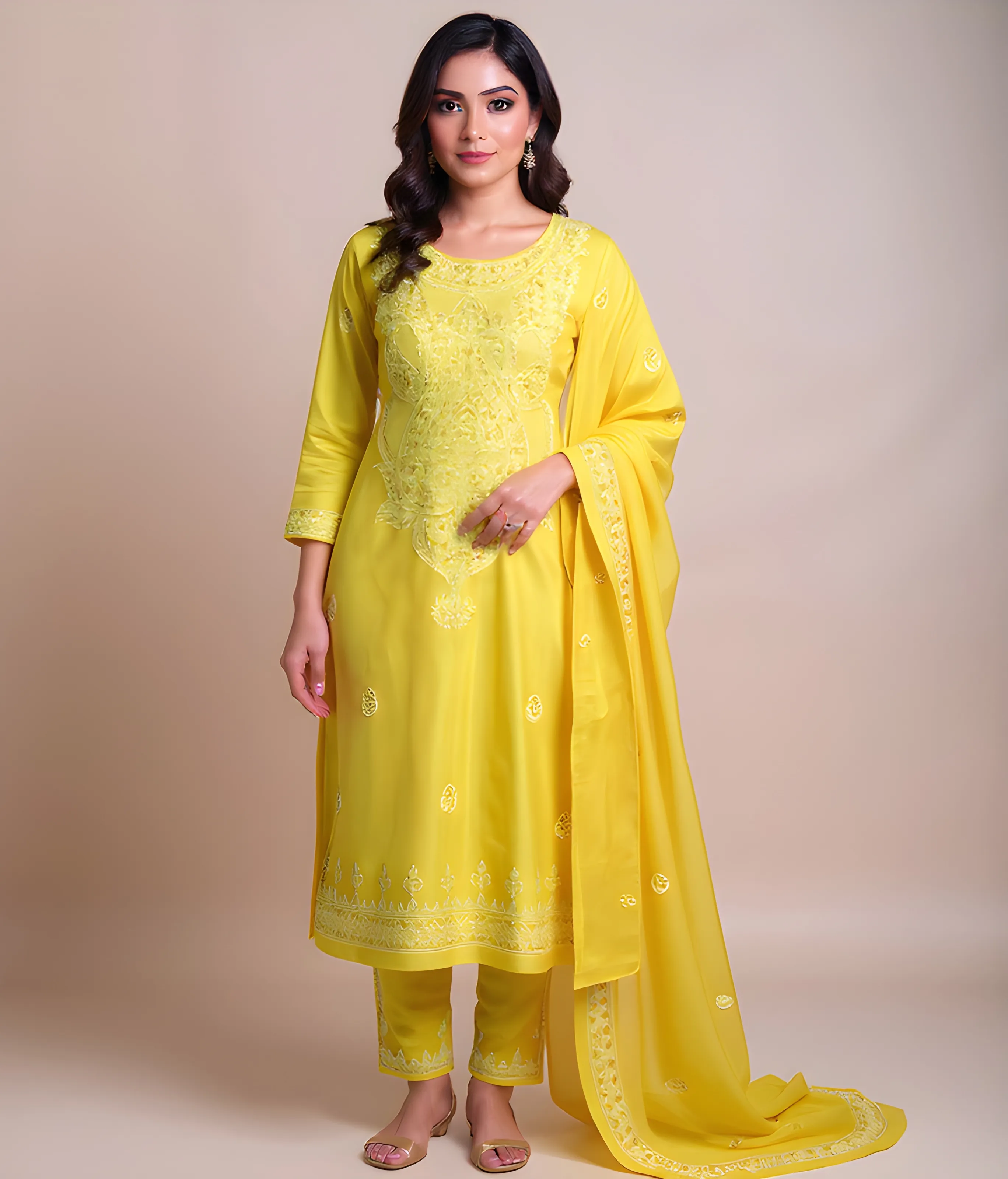 Yellow Embroidered Salwar Kameez