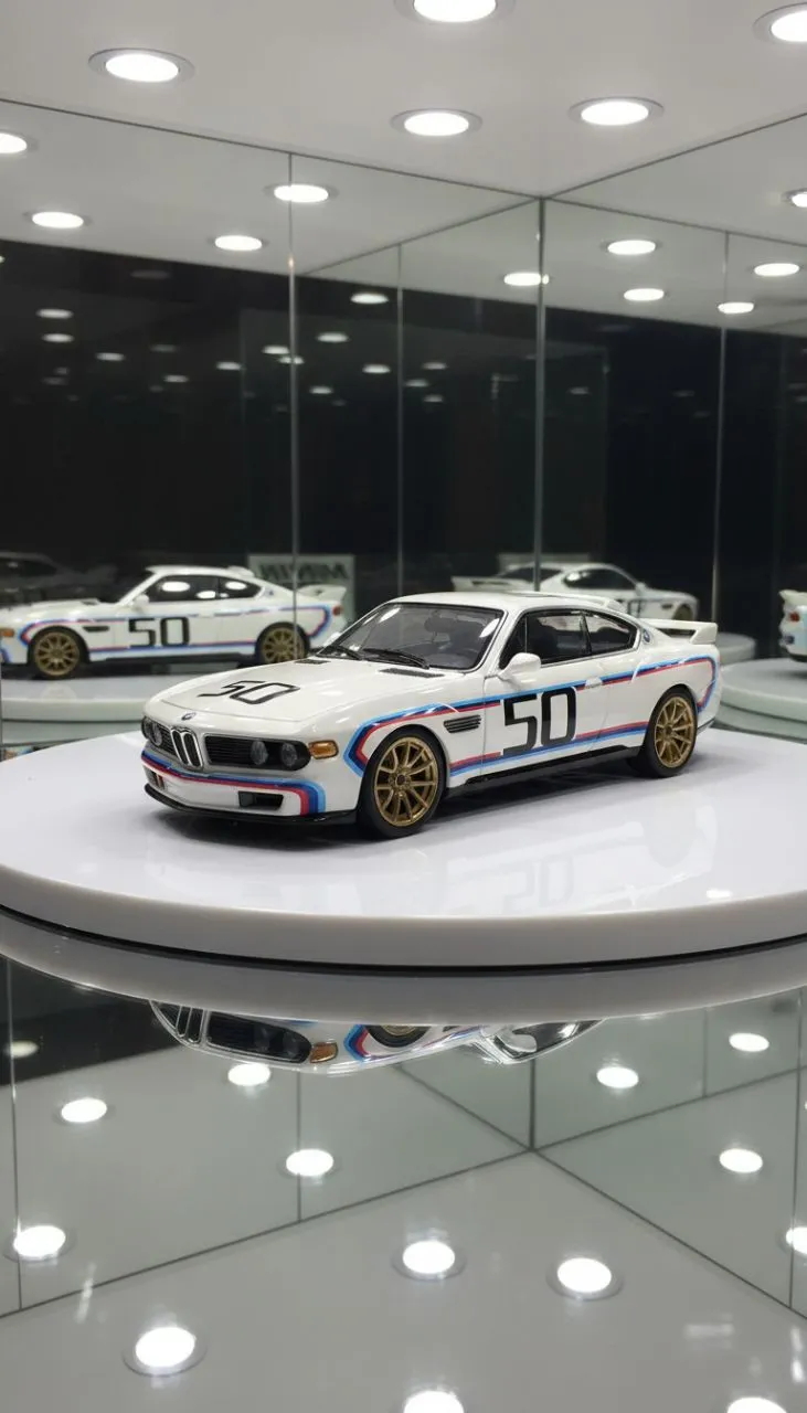 MINI GT BMW 3.0 CSL – White #50 Edition 1:64 Diecast Model Car view 2