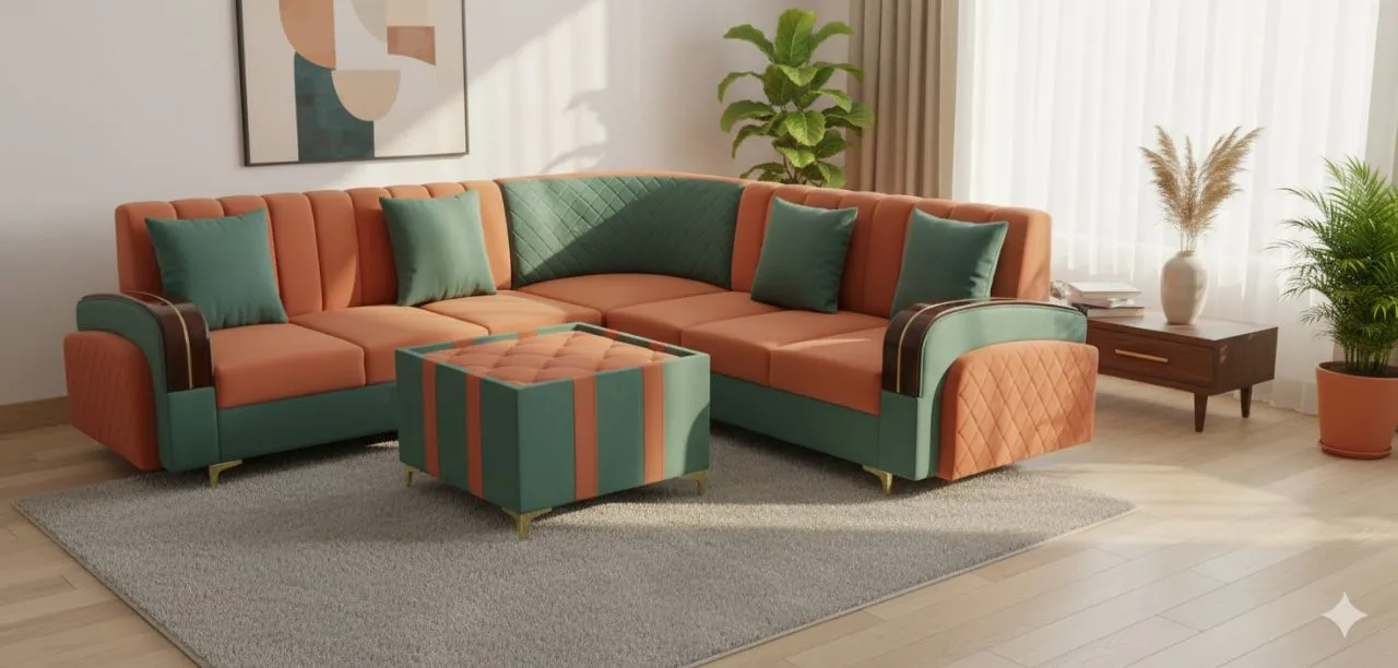 Aqua Coral L-Shape Sofa
