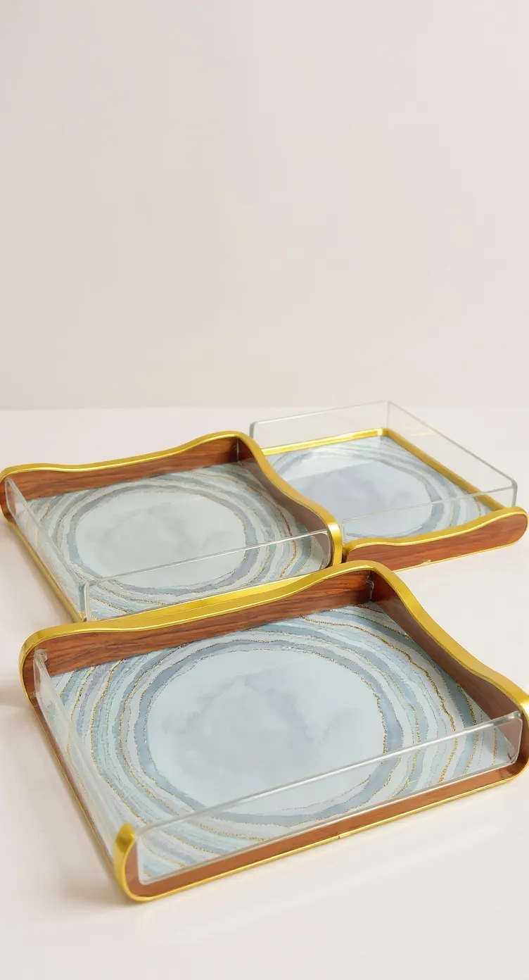 Decorative Glass Tray Set