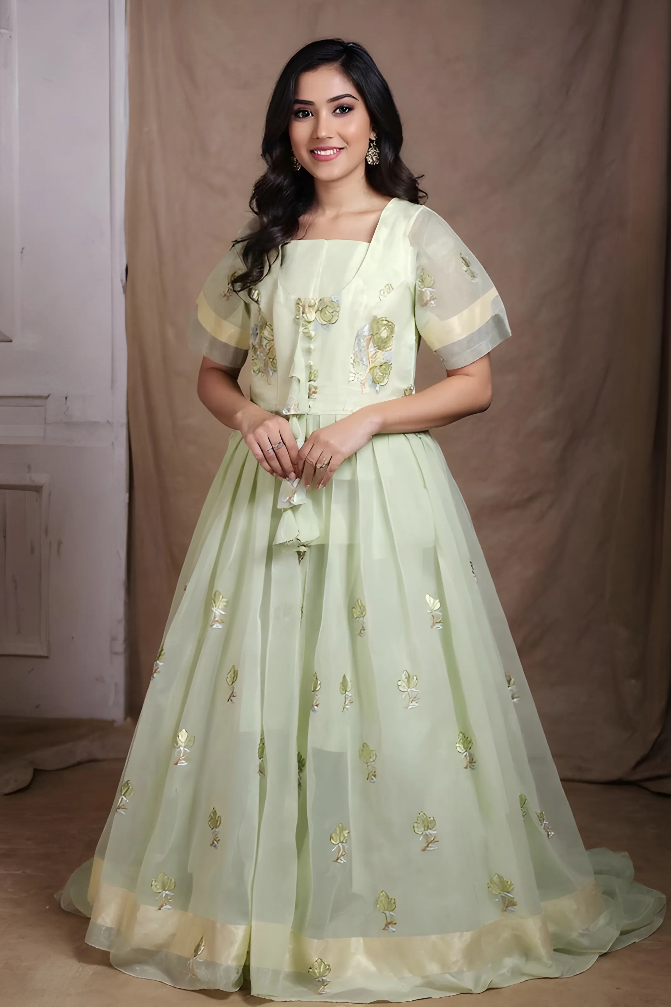 Embroidered Green Lehenga Set