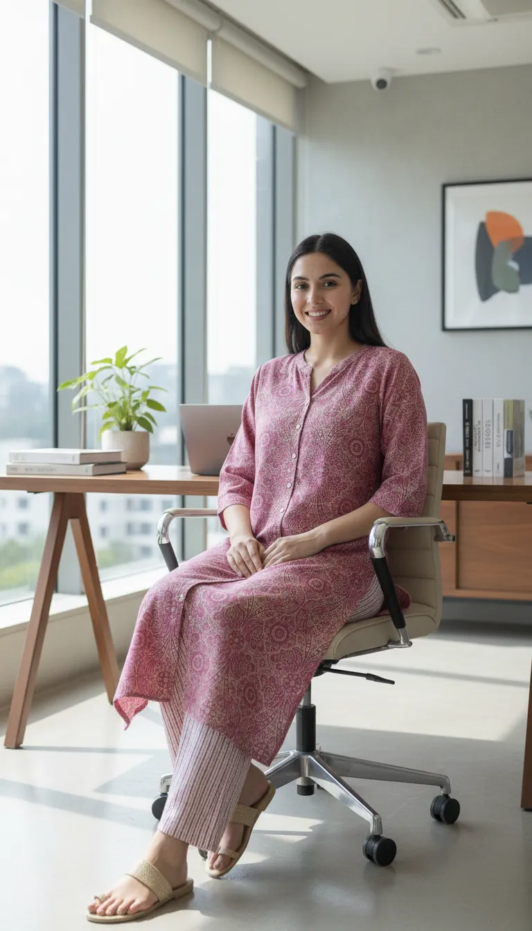 Womens Printed Kurta With Trousers Set