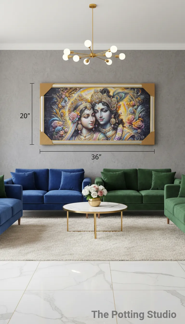 Radha Krishna Framed Art 20"H & 36"W