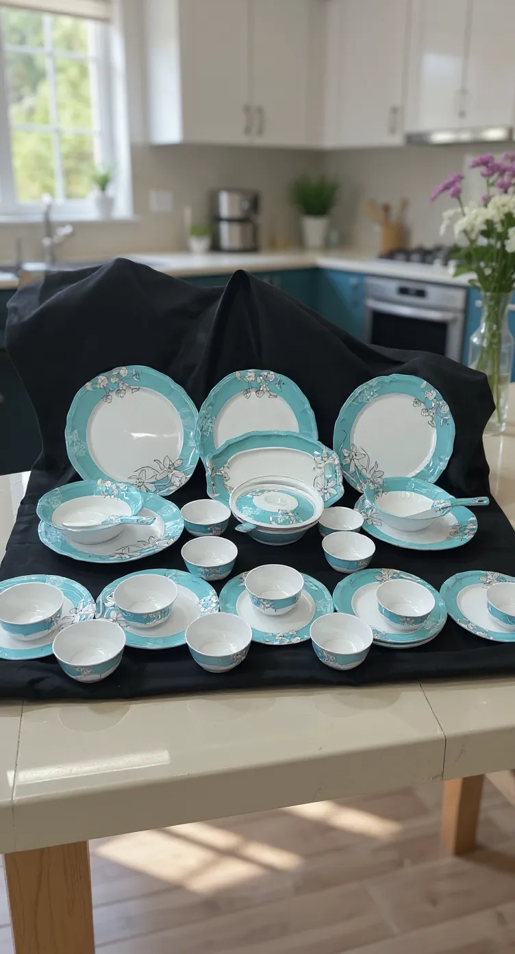 Ornate Blue Floral Dinnerware Set