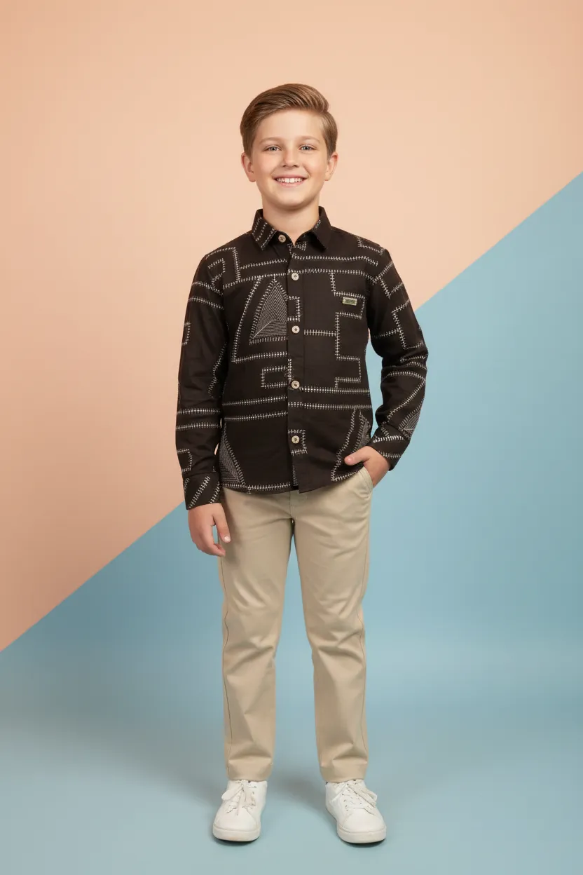 Kids Button-Up Shirt and Pants Set