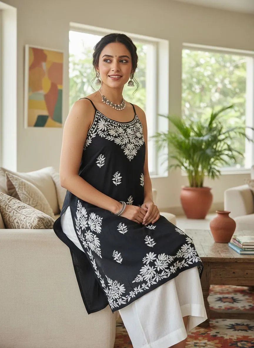 Chikankari Black Kurti