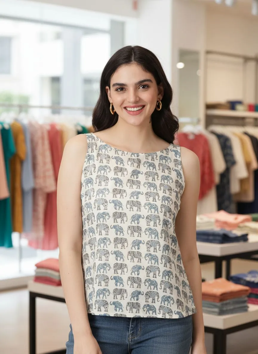 Elephant Print Top