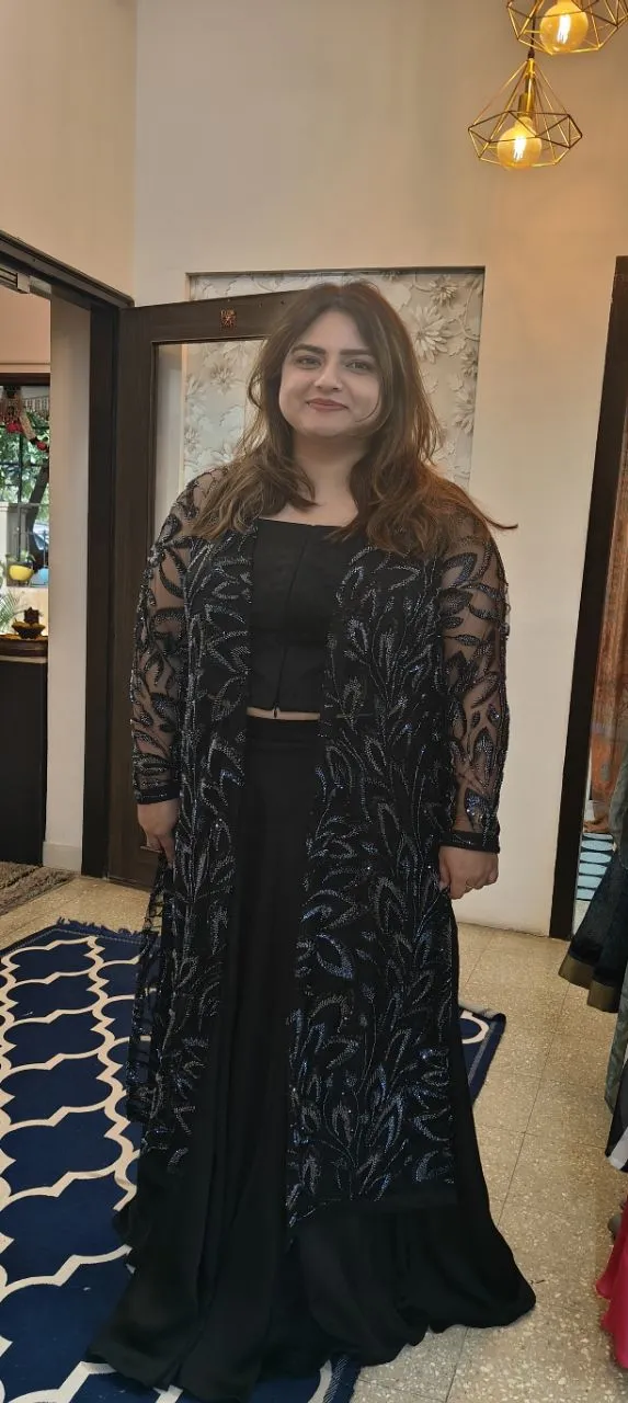 Seema Singh Design Studio Embellished Black Dress