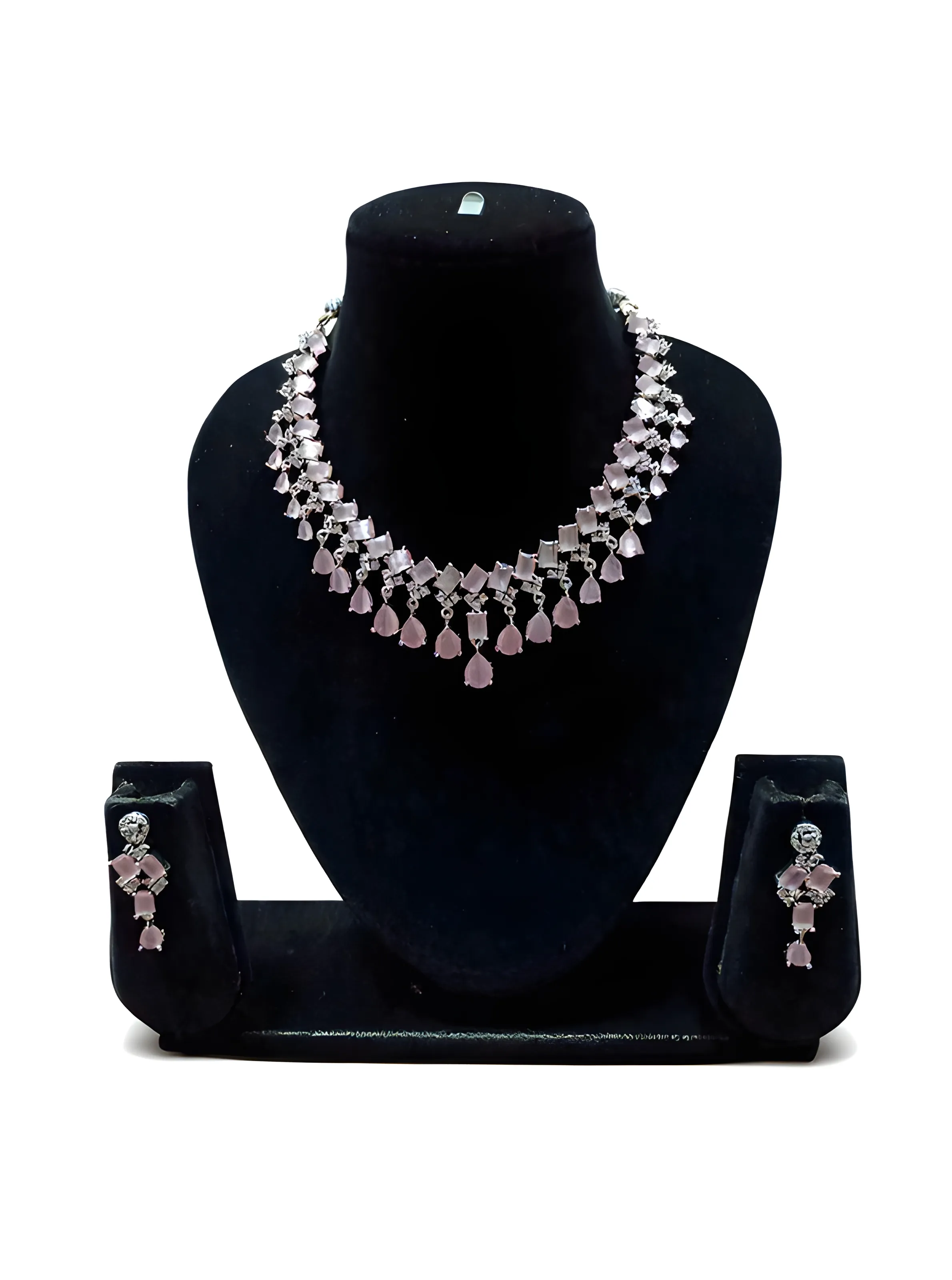 Baby Pink Gemstone Necklace Set