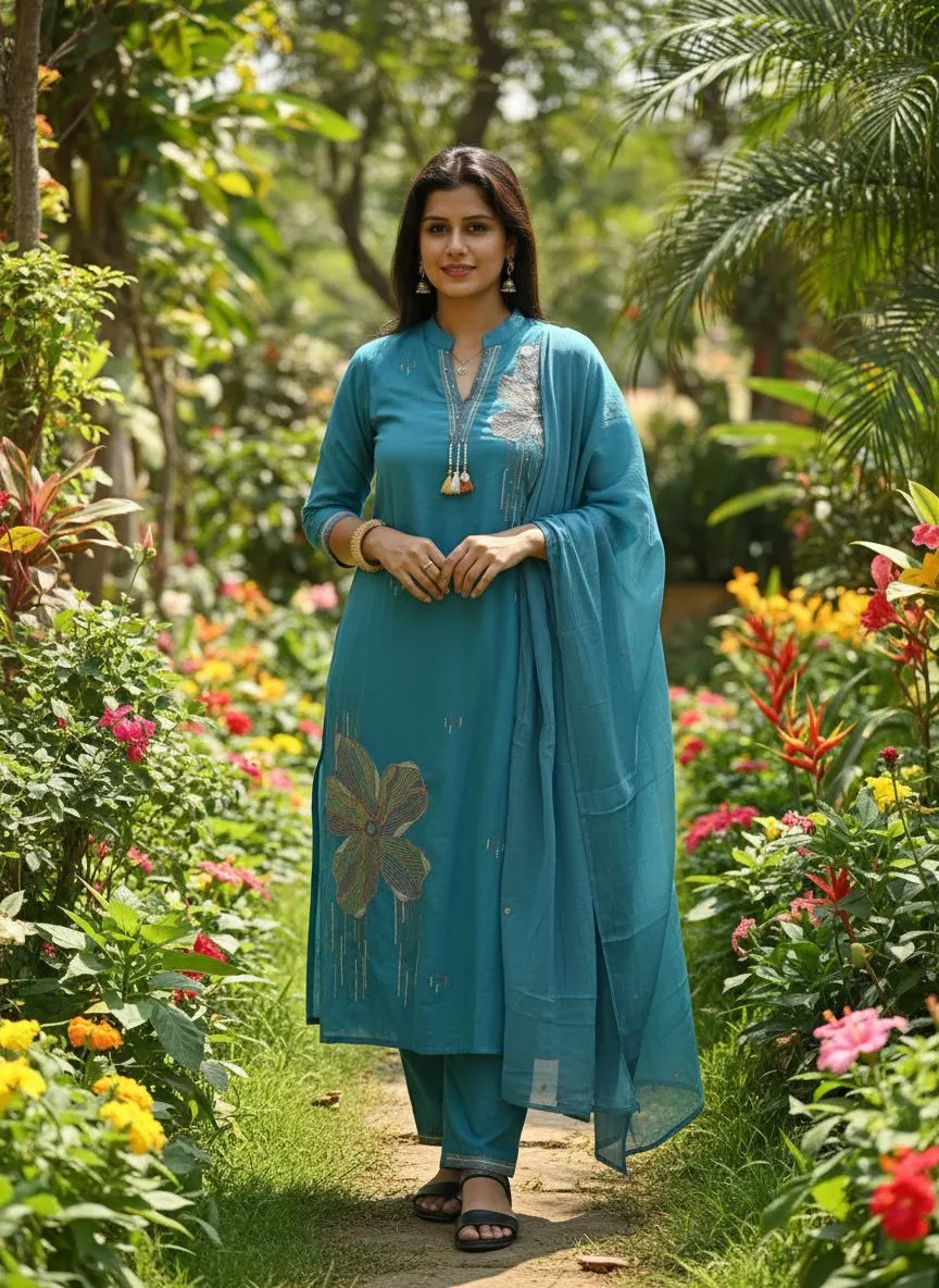Teal Kurta Set