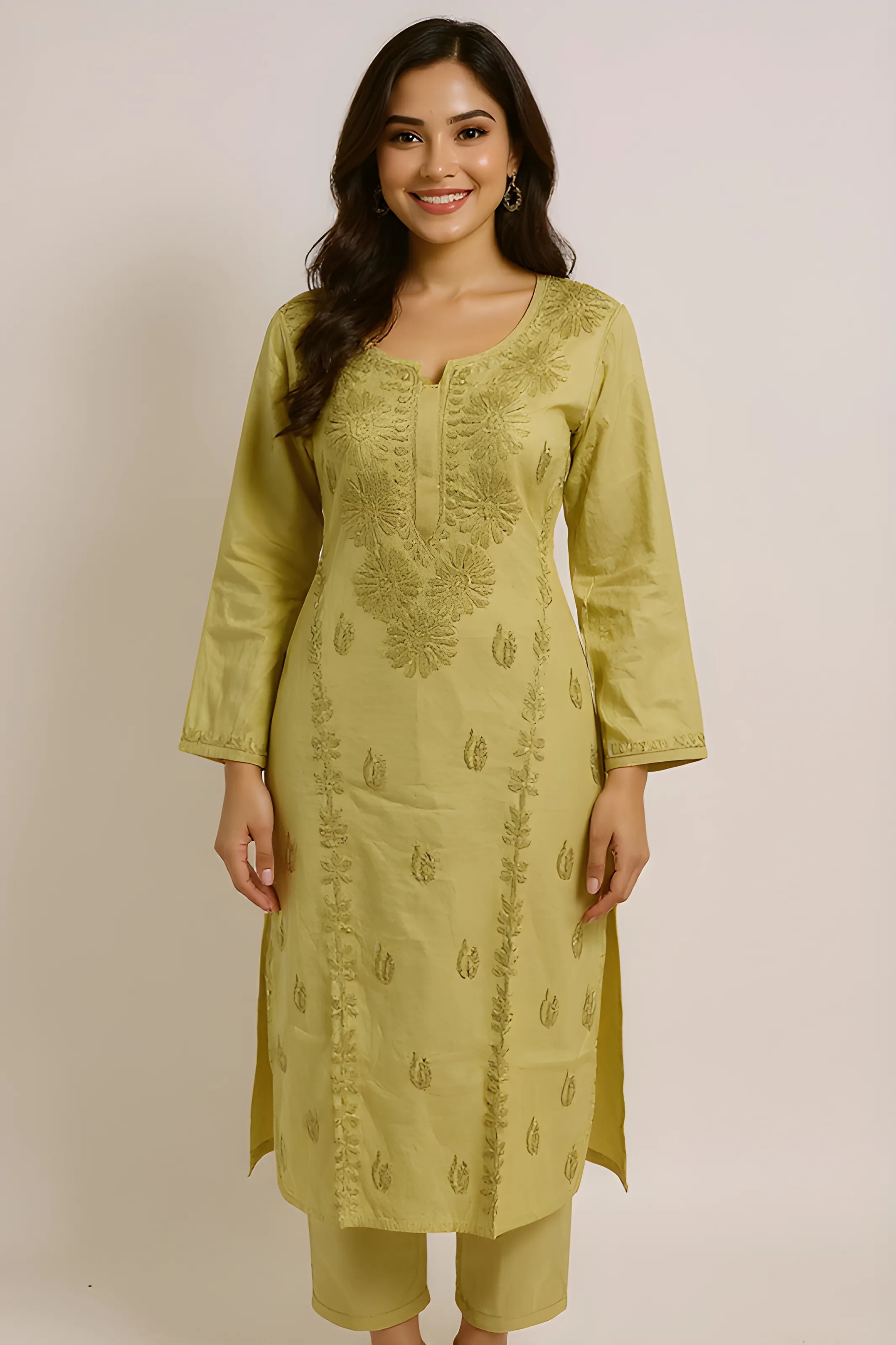 Embroidered Churidar Kurta