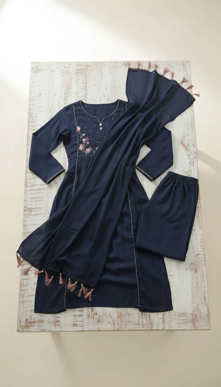 Embroidered Salwar Kameez Set Blue